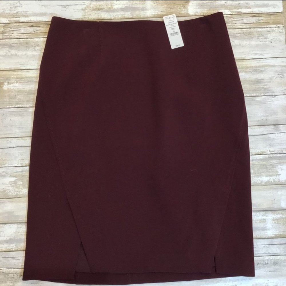 Burgundy Ponte Pencil Skirt